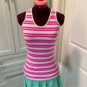 IVIVVA Striped Hot Pink & Grey Racer Back Striped Tank Top | WMN XS or Girls 14